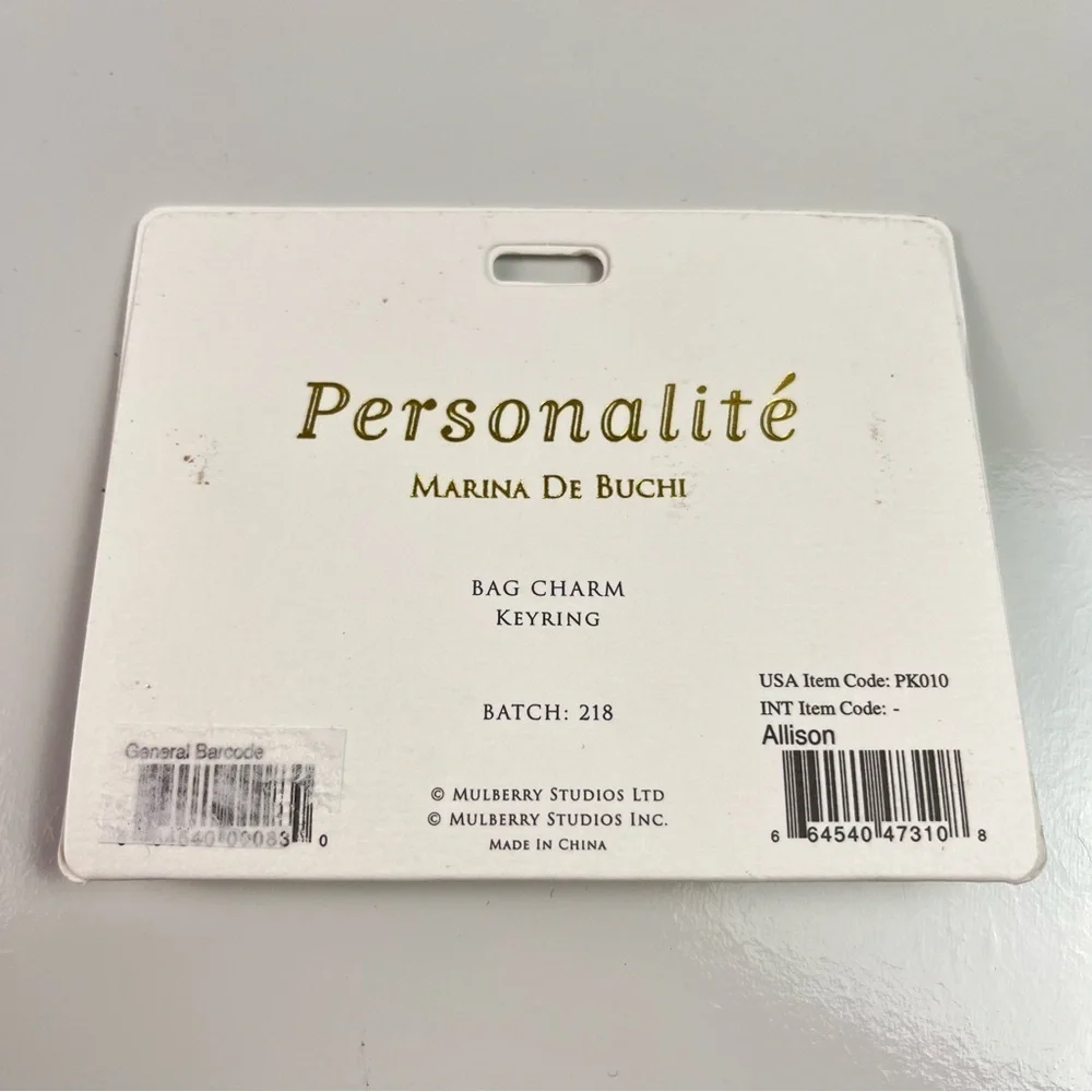 Personalite Gold Tone Keychain Bag Charm Name Allison New